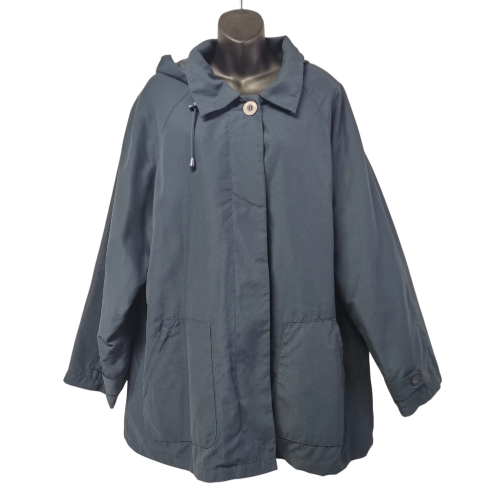 Dry Dock by Serbin Women's Blue Removable Lined Pockets Hooded Coat Sz 20 NWOT